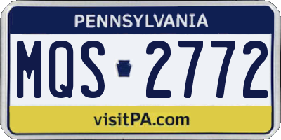 PA license plate MQS2772