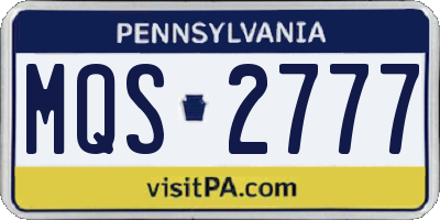 PA license plate MQS2777