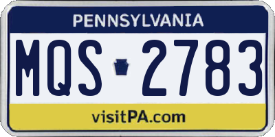 PA license plate MQS2783