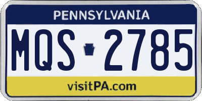 PA license plate MQS2785