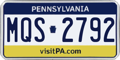 PA license plate MQS2792