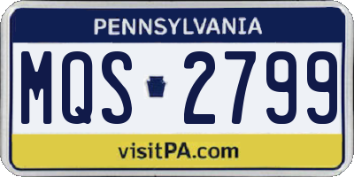 PA license plate MQS2799
