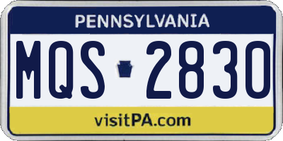 PA license plate MQS2830