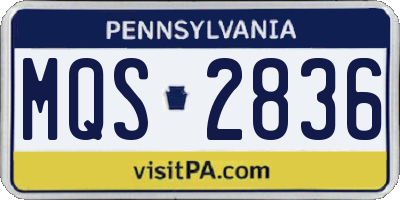 PA license plate MQS2836