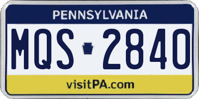 PA license plate MQS2840
