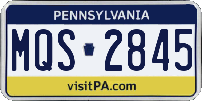 PA license plate MQS2845