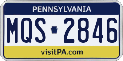 PA license plate MQS2846