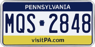 PA license plate MQS2848