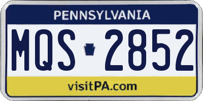 PA license plate MQS2852