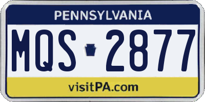 PA license plate MQS2877