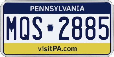 PA license plate MQS2885