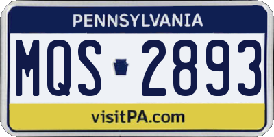 PA license plate MQS2893