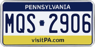 PA license plate MQS2906