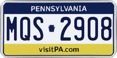 PA license plate MQS2908