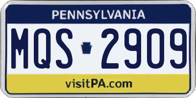 PA license plate MQS2909