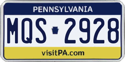 PA license plate MQS2928
