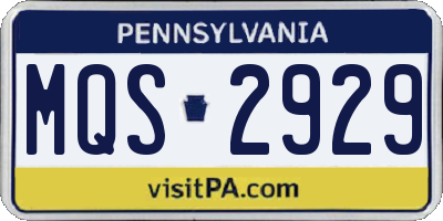 PA license plate MQS2929