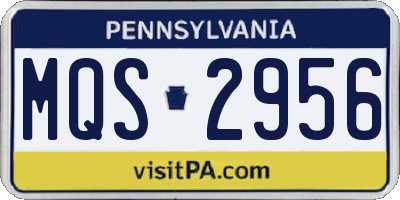 PA license plate MQS2956