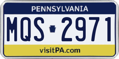 PA license plate MQS2971