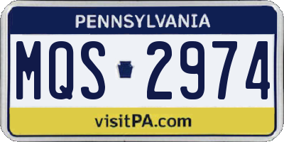 PA license plate MQS2974