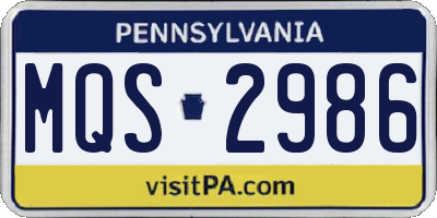 PA license plate MQS2986