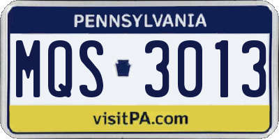 PA license plate MQS3013