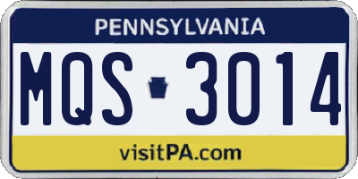 PA license plate MQS3014