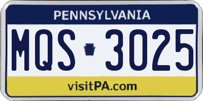 PA license plate MQS3025