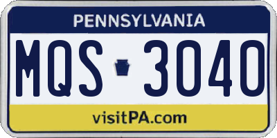 PA license plate MQS3040