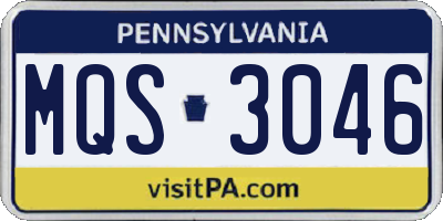 PA license plate MQS3046