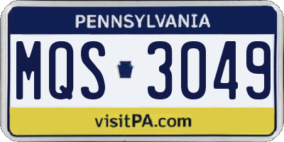 PA license plate MQS3049