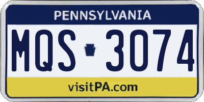 PA license plate MQS3074