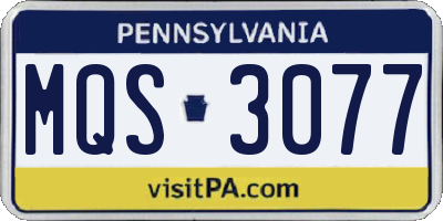 PA license plate MQS3077