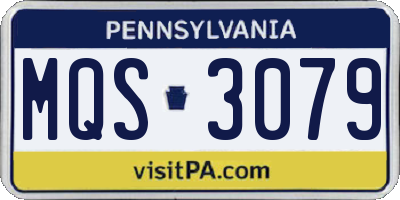 PA license plate MQS3079