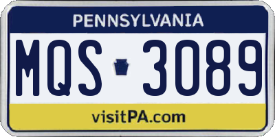 PA license plate MQS3089