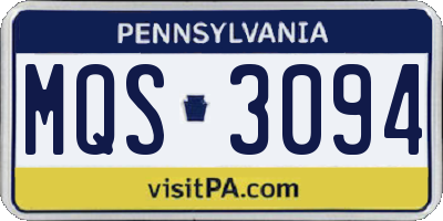 PA license plate MQS3094