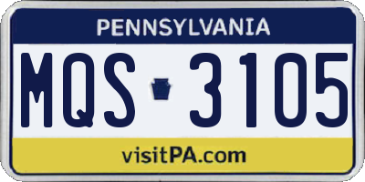 PA license plate MQS3105