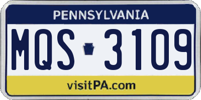 PA license plate MQS3109