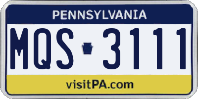 PA license plate MQS3111