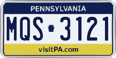PA license plate MQS3121