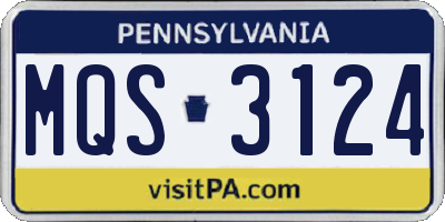 PA license plate MQS3124