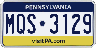PA license plate MQS3129