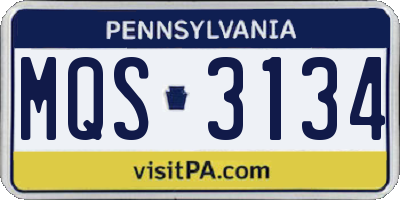 PA license plate MQS3134