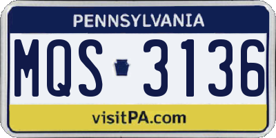 PA license plate MQS3136