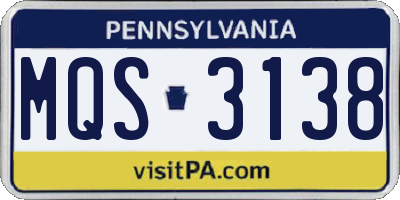 PA license plate MQS3138