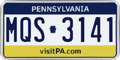PA license plate MQS3141