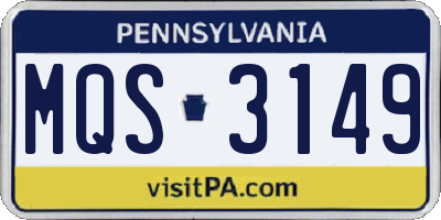 PA license plate MQS3149