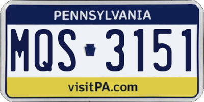 PA license plate MQS3151