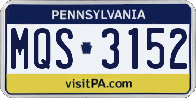 PA license plate MQS3152