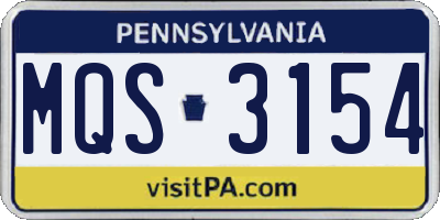 PA license plate MQS3154